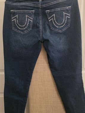 True Religion Dark Blue Skinny Jeans with Silver Stud Pockets